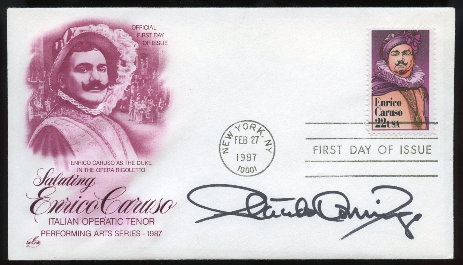 Plácido Domingo signed autograph Spanish Opera Singer Conductor FDC JSA Cert