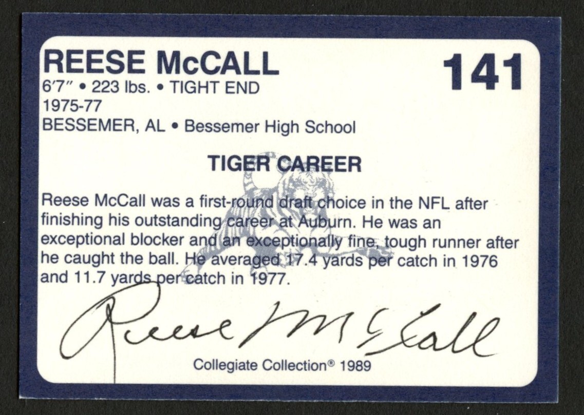 Reese McCall #141 signed autograph auto Auburn Collegiate Collection Card