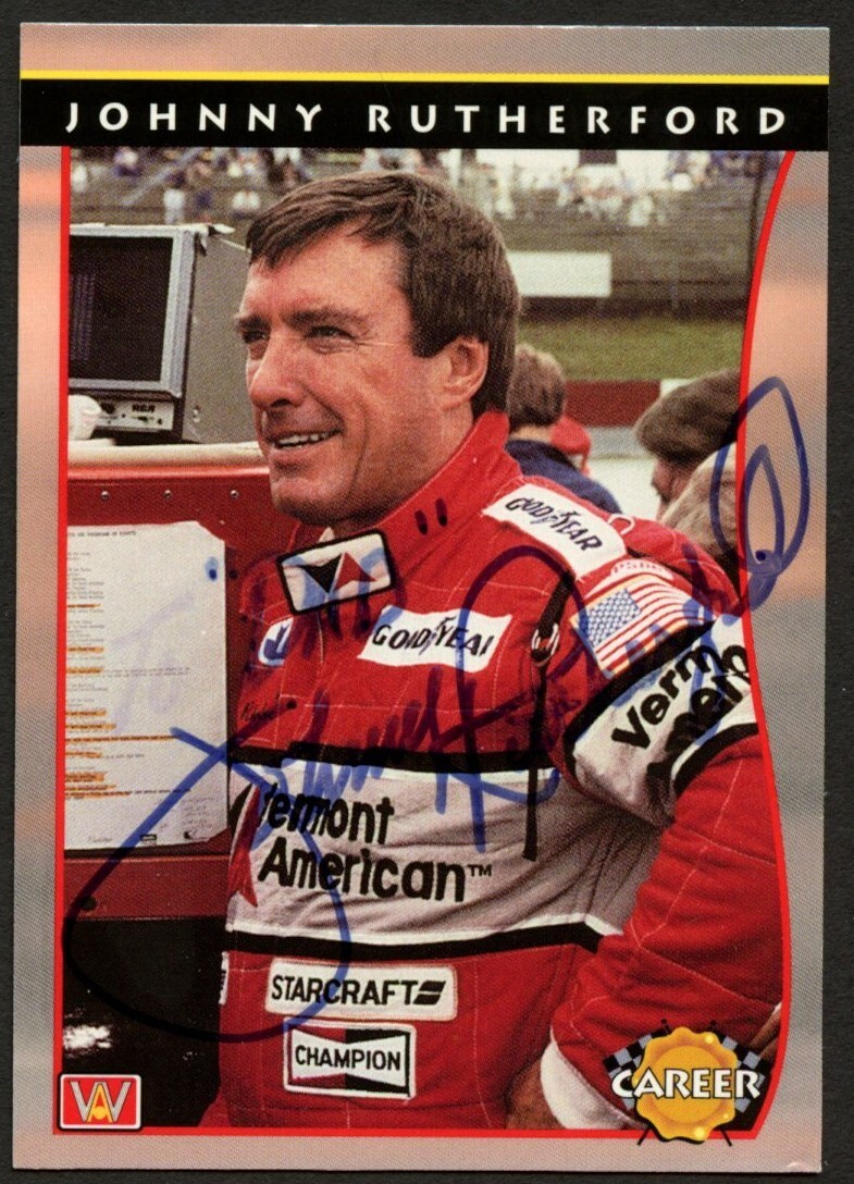 Johnny Rutherford #77 signed autograph auto 1992 PPG Indy Racing Trading Card