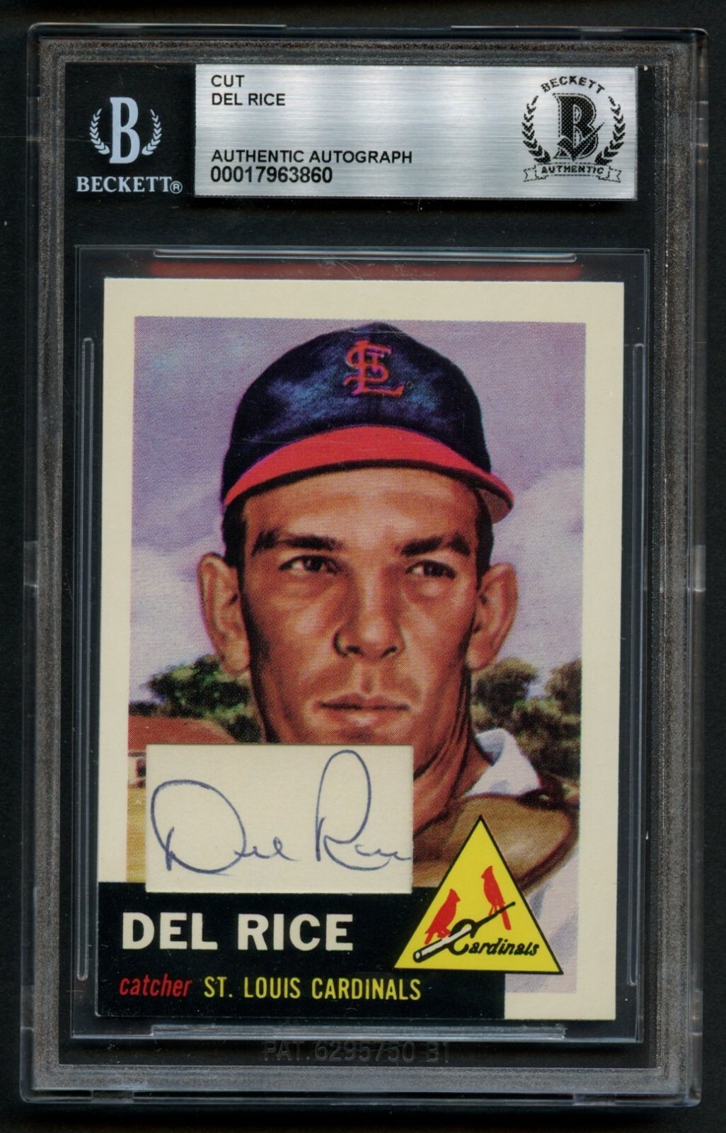 Del Rice d1983 signed auto Custom Cut 1991 Topps Archives 1953 Card BAS Slab