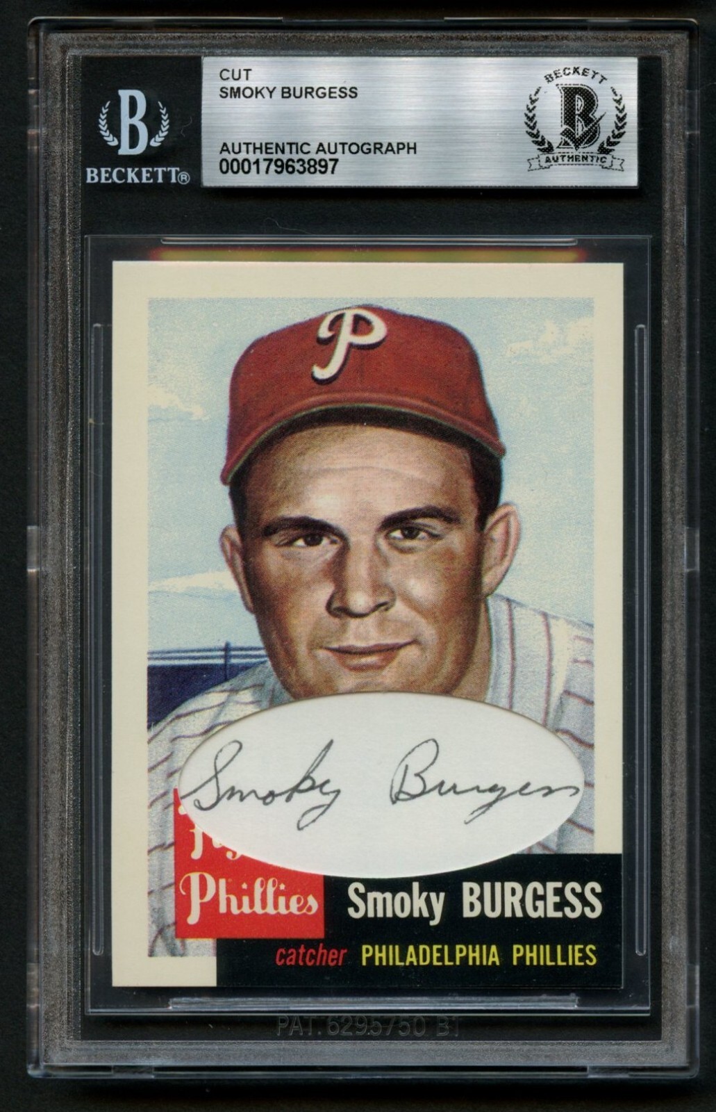 Smoky Burgess d1991 signed auto Custom Cut 1991 Topps Archives 1953 Card BAS