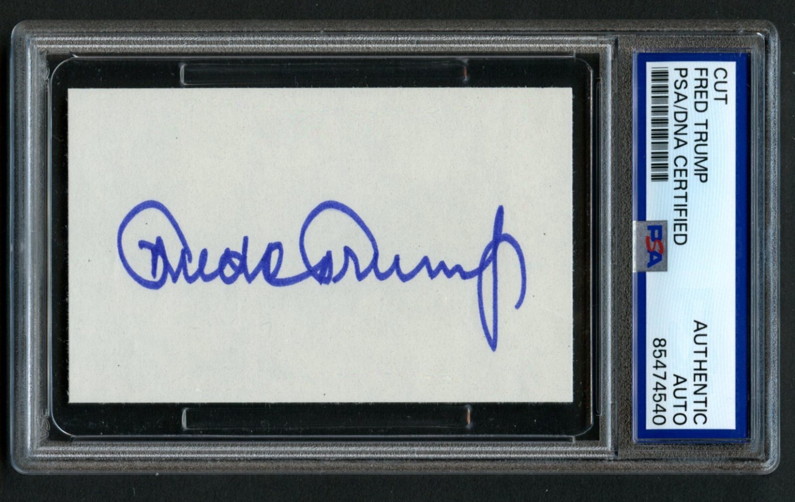 Fred Trump signed autograph 2x4 Cut Father of Donald Trump PSA Slab