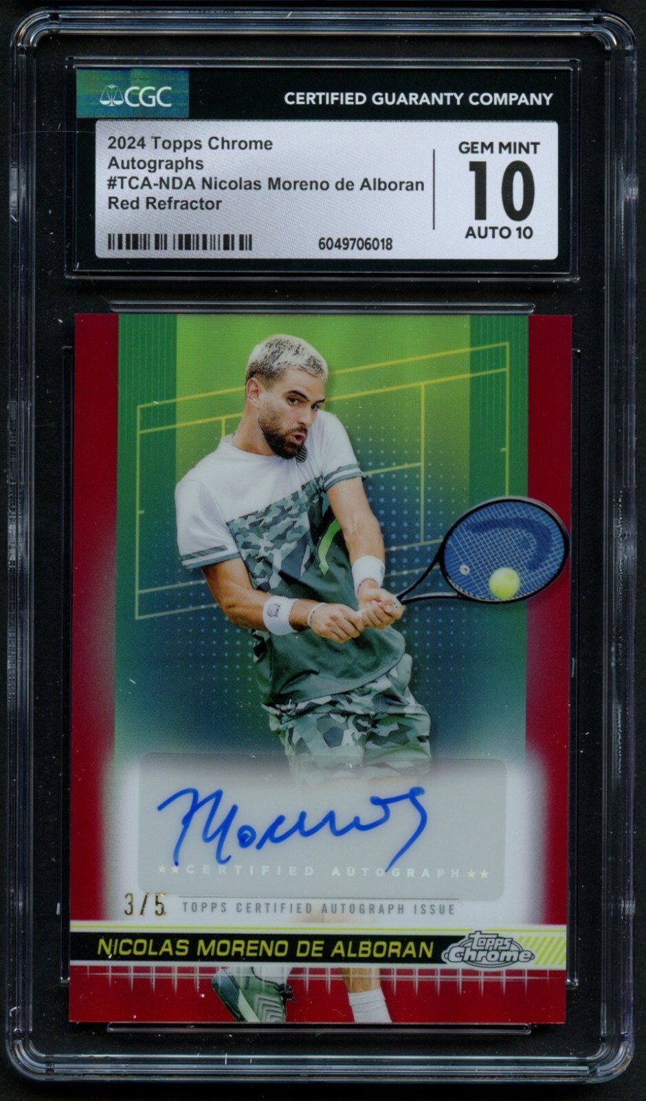 Nicolas Moreno de Alboran 2024 Topps Chrome Autographs 3/5 Red Refractor CGC 10