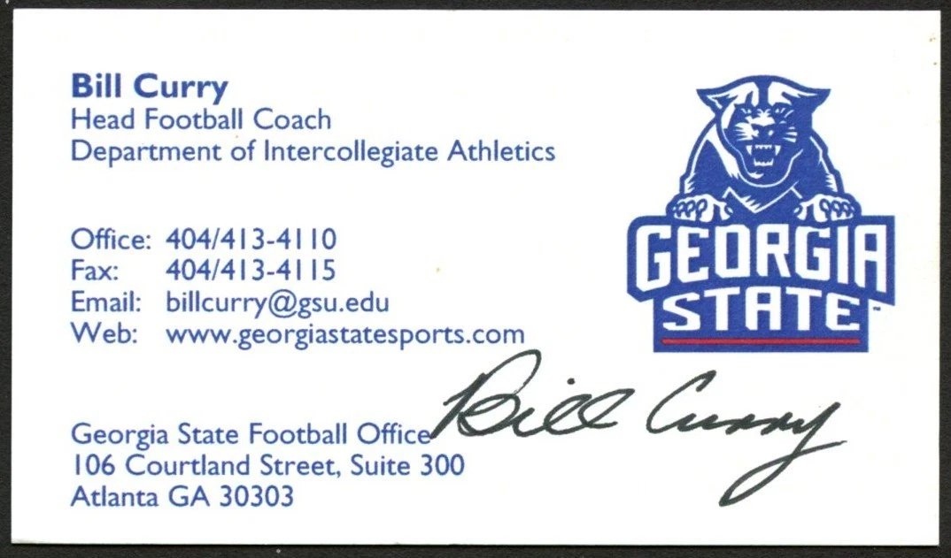 Bill Curry signed autograph Head Football Coach Business Card BC856