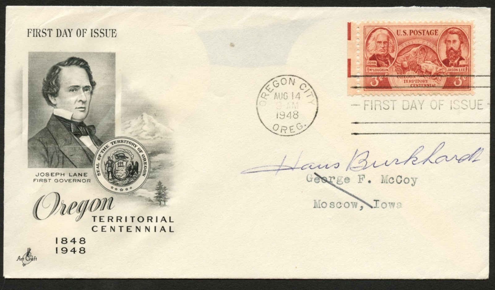 Hans Burkhardt d1994 signed autograph American Abstract Artist FDC