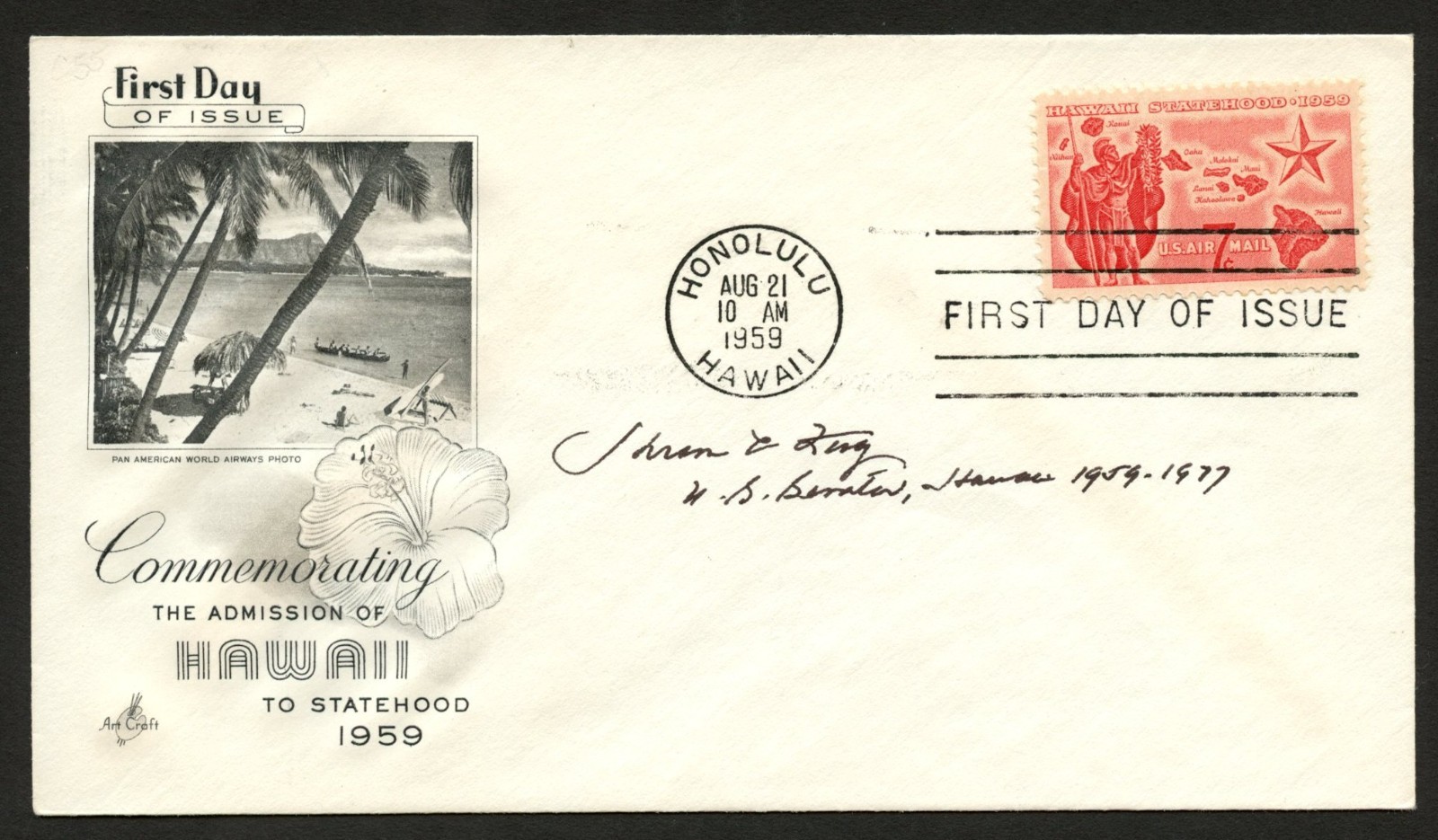 Hiram Fong d2004 signed autograph US Senator Hawaii FDC Postal Cover
