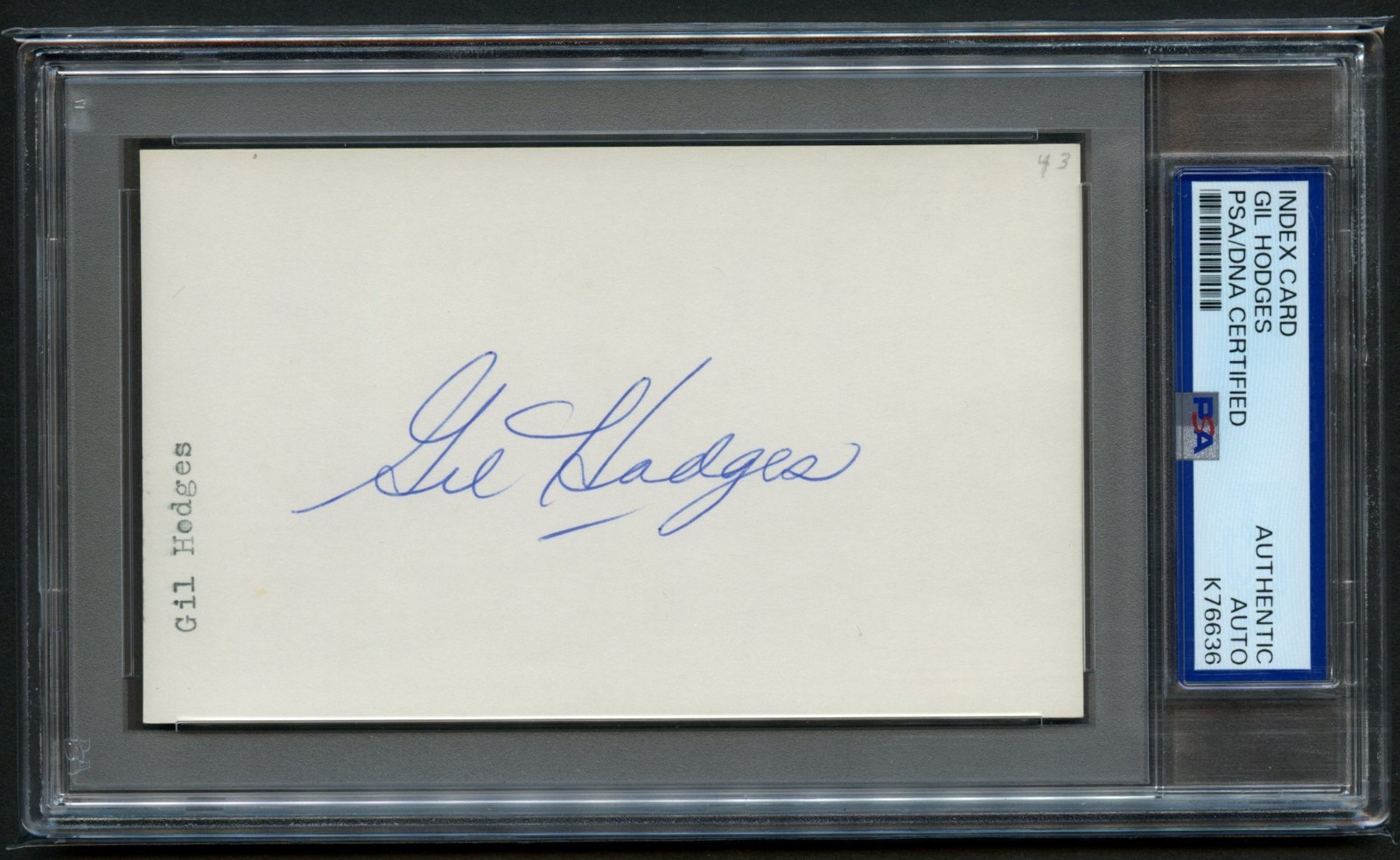 Gil Hodges signed autograph 3x5 Cut Baseball HOF Manager & Player PSA Slab