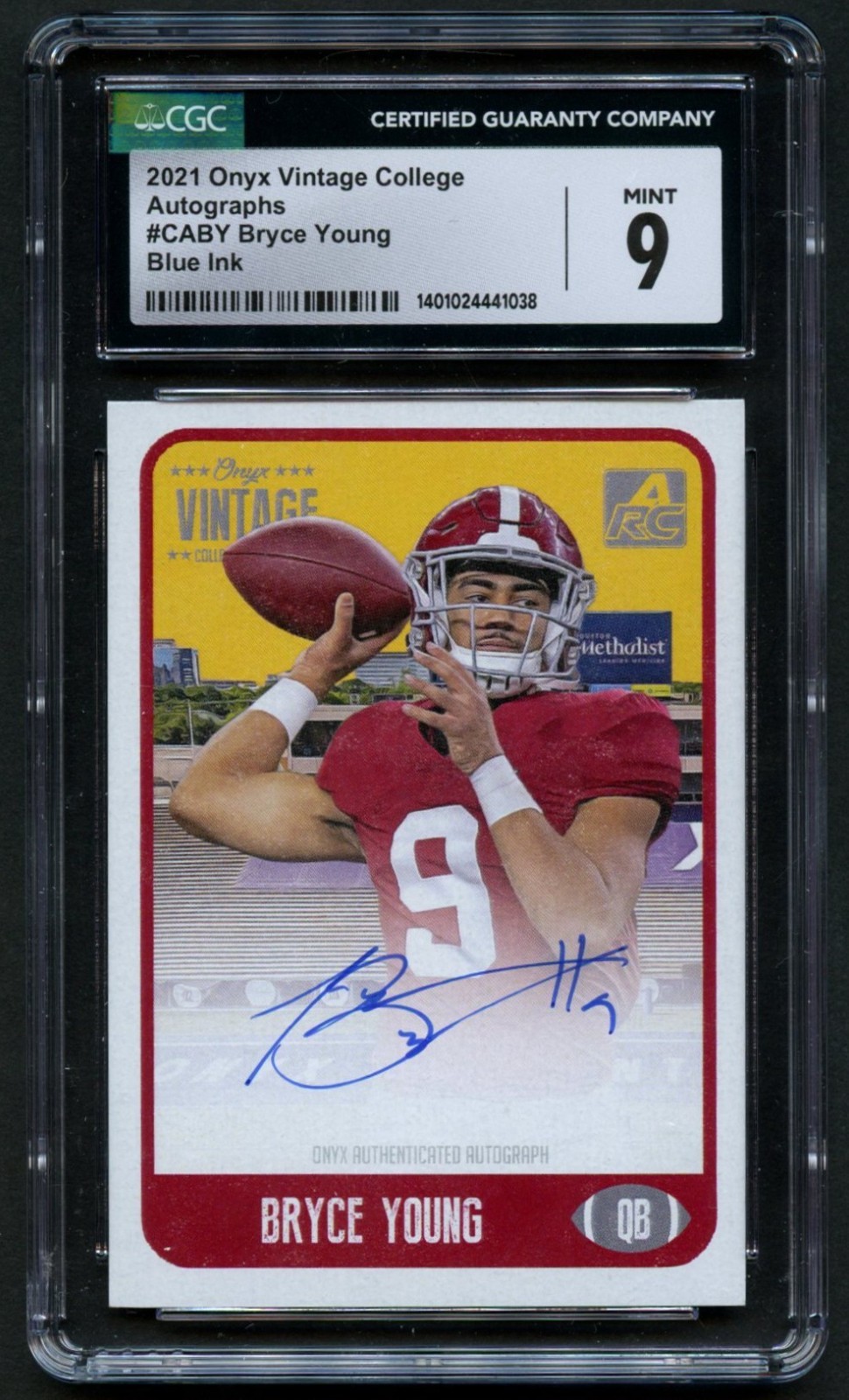 Bryce Young 2021 Onyx Vintage College Autographs signed Blue Ink CGC 9 Auto 10
