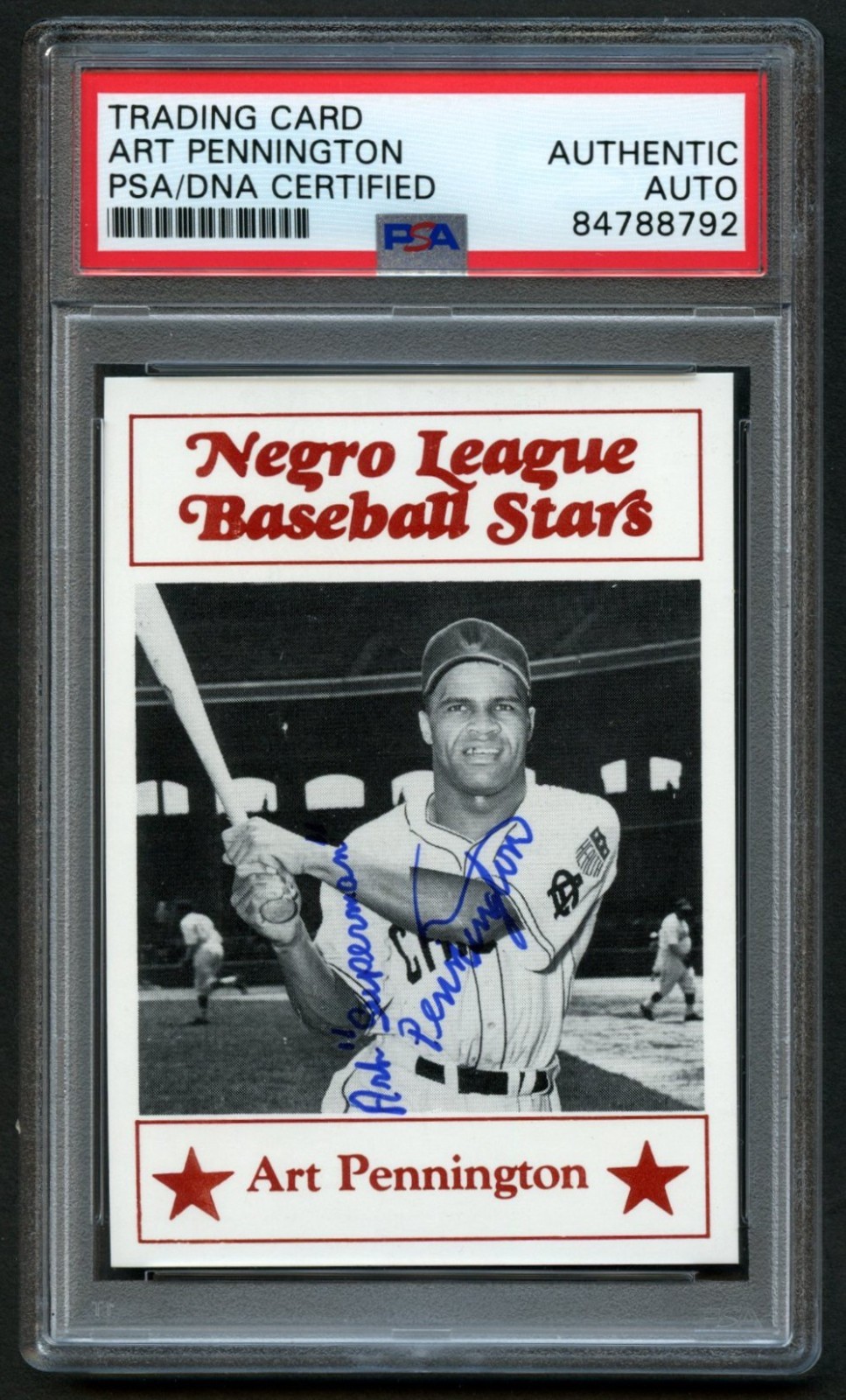 Art Pennington d2017 signed autograph Negro League Basball Stars Card PSA Slab