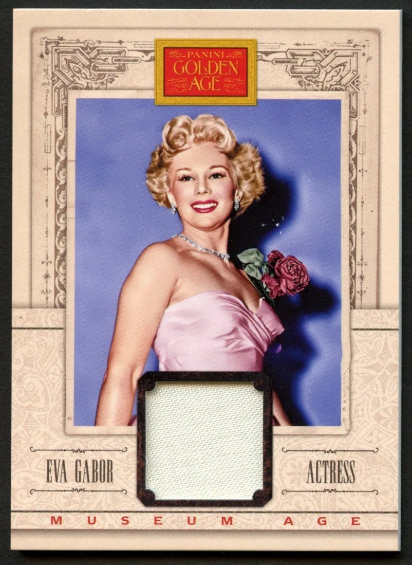 Eva Gabor #30 Authentic Panini 2013 Golden Age Museum Memorabilia Relic Card