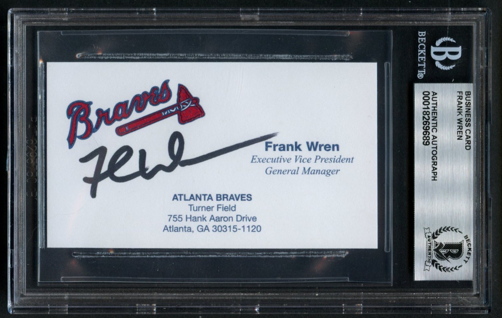 Frank Wren signed autograph General Manager Braves Baseball Business Card BAS