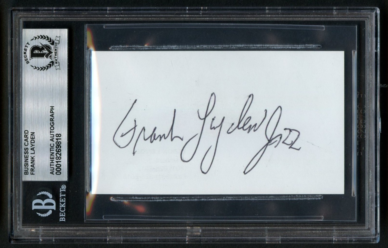 Frank Layden signed autograph Head Coach Utah Jazx Business Card BAS Slabbed