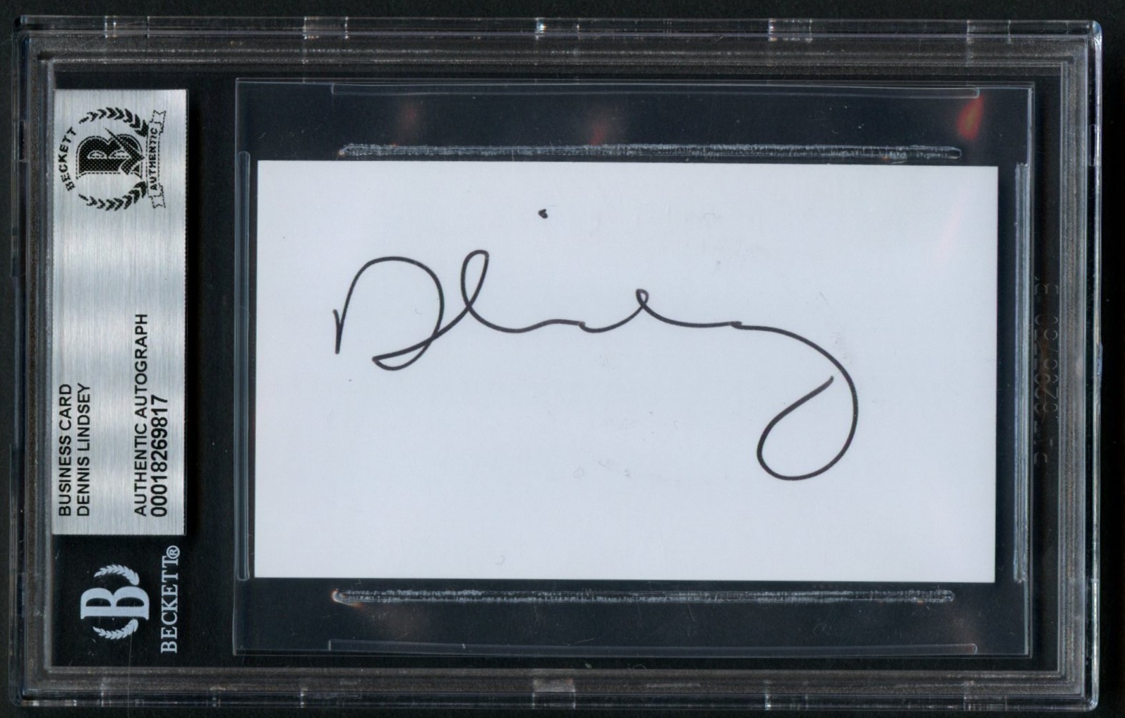 Dennis Lindsey signed autograph Executive Utah Jazz Business Card BAS Slab