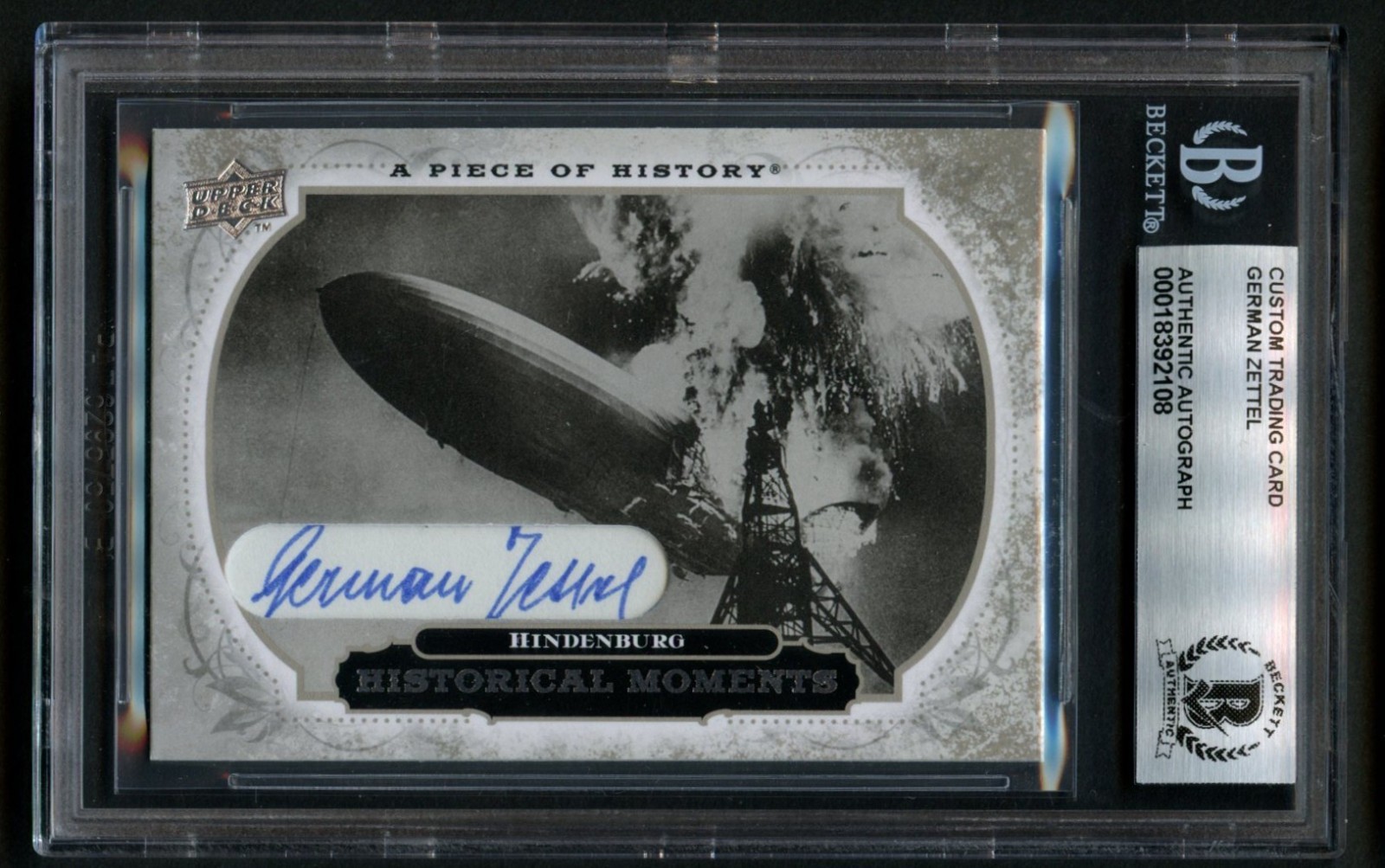 German Zettel signed autograph Chief Mechanic Hindenburg Custom Cut BAS Slab