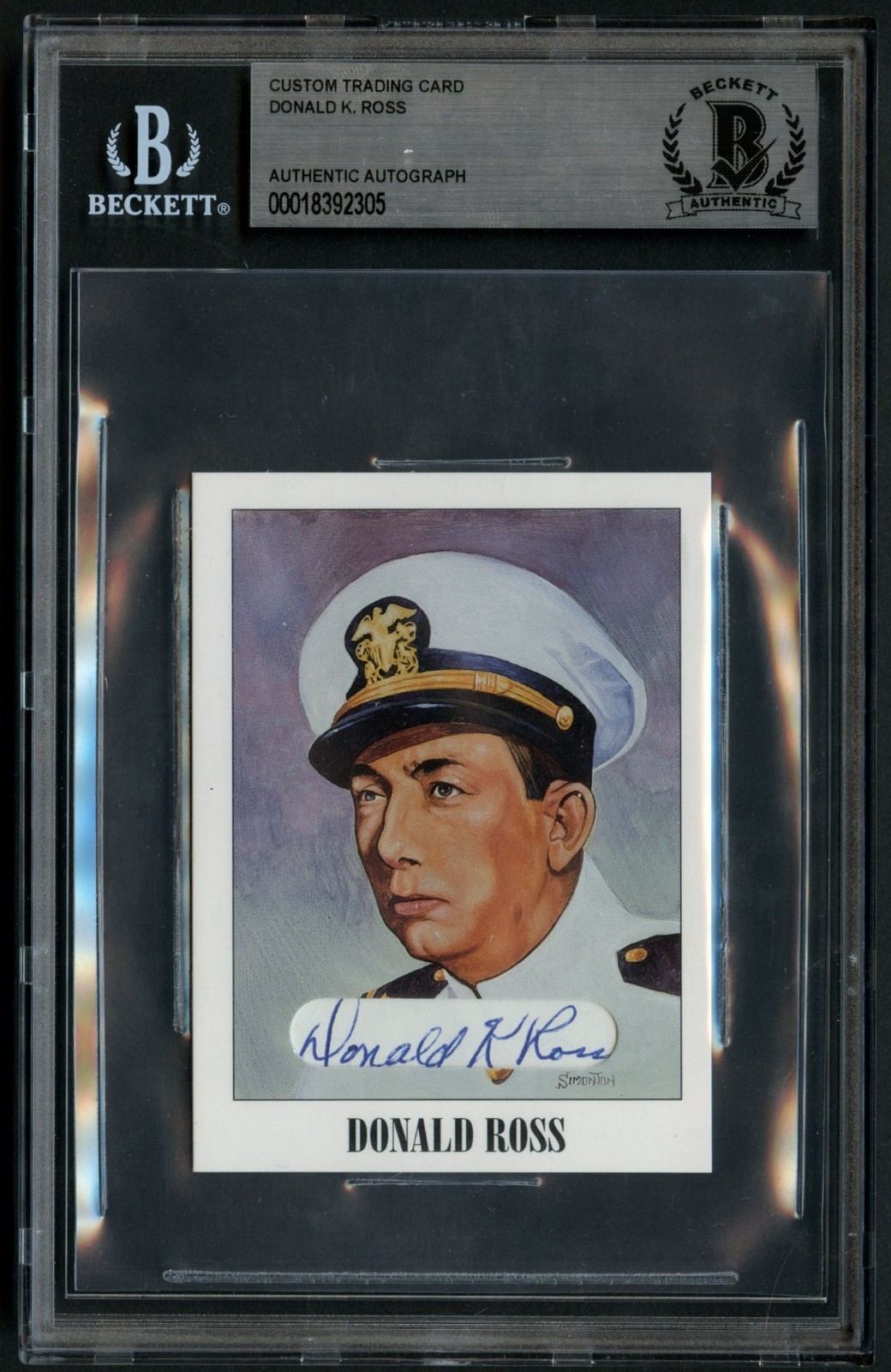 Donald K Ross d1992 signed autograph WWII Custom Cut Medal of Honor Card BAS