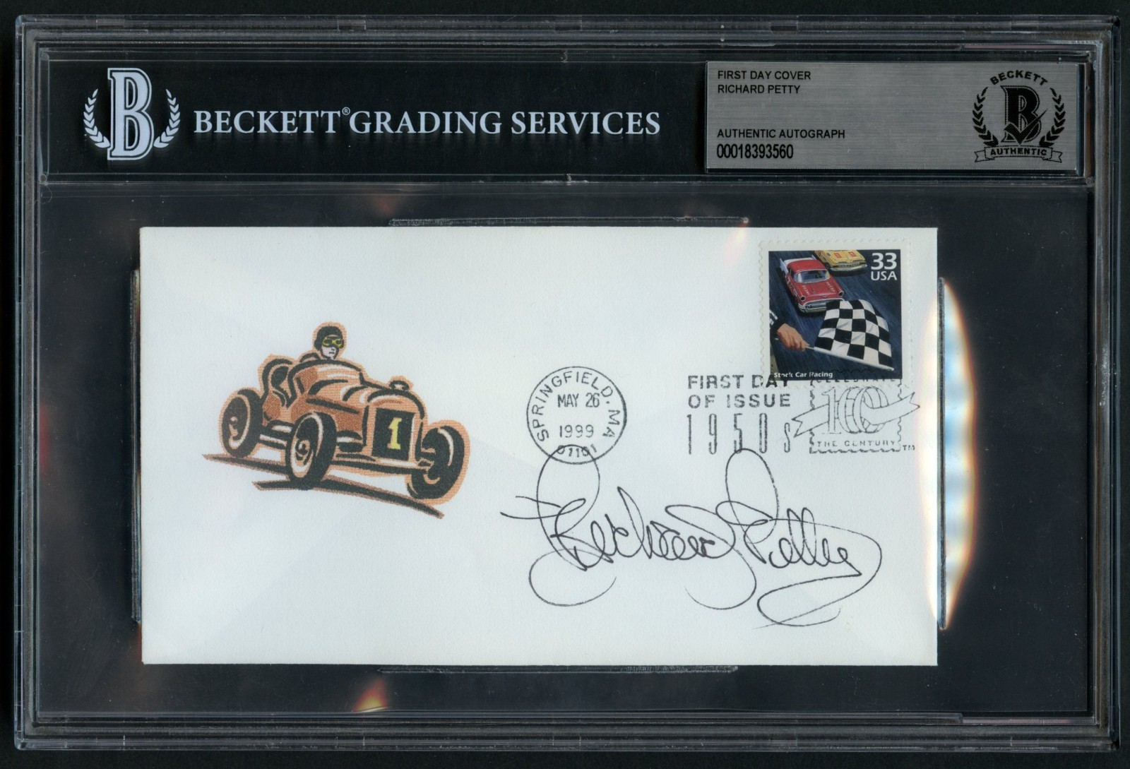 Richard Petty signed autograph FDC Race Car Driver BAS Slabbed
