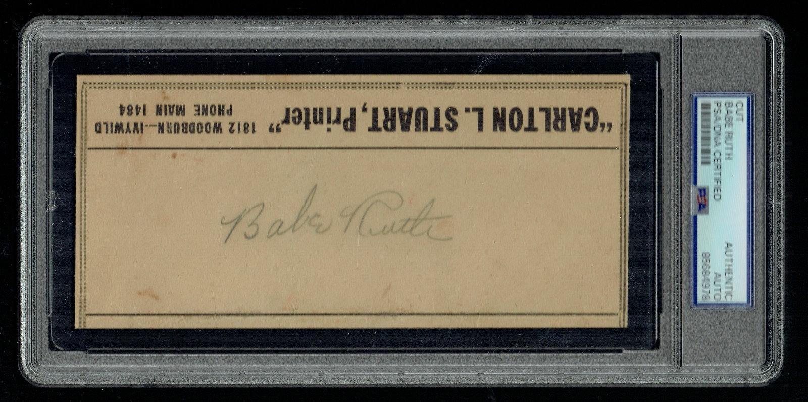 Babe Ruth signed autograph auto 3x7 Large Cut 
