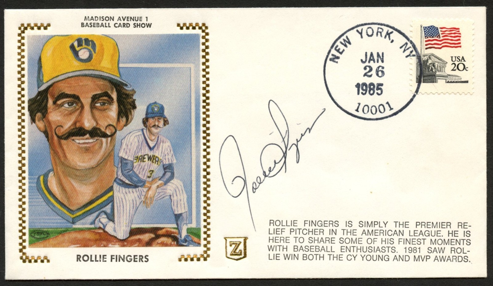 Rollie Fingers signed autograph FDC cover American Baseball Player MLB