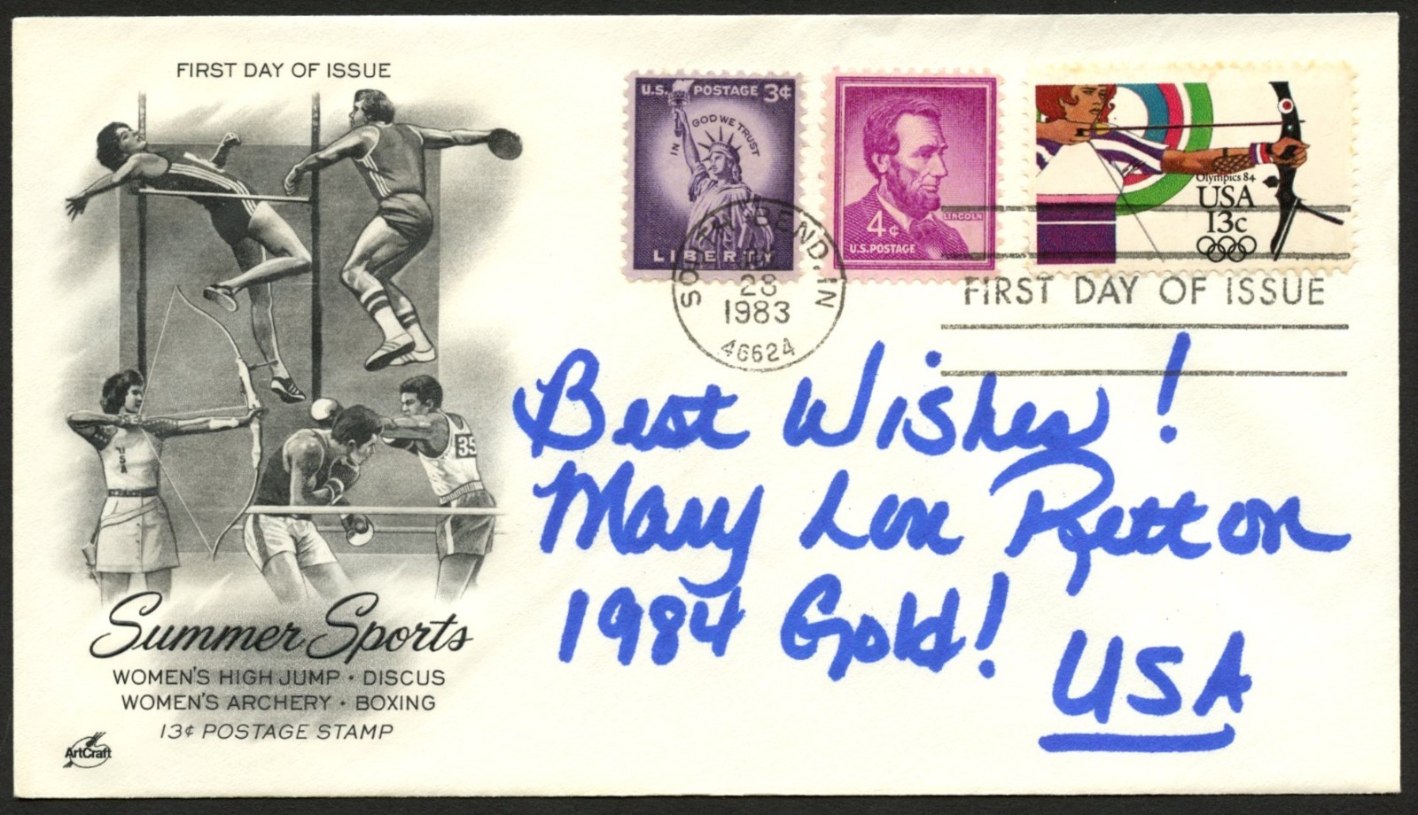 Mary Lou Retton signed autograph FDC cover former American Gymnast Olympics