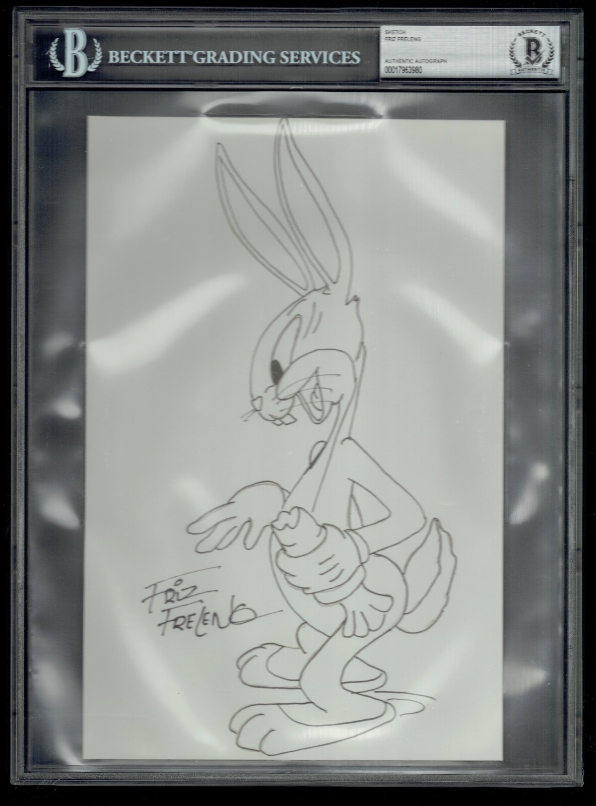 Friz Freleng signed autograph 9x11 Original Bugs Bunny Sketch BAS Slabbed