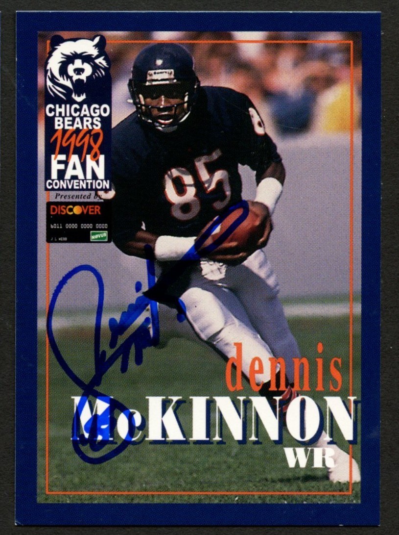 Dennis McKinnon #85 signed autograph auto 1998 Chicago Bears Fan Convention Card