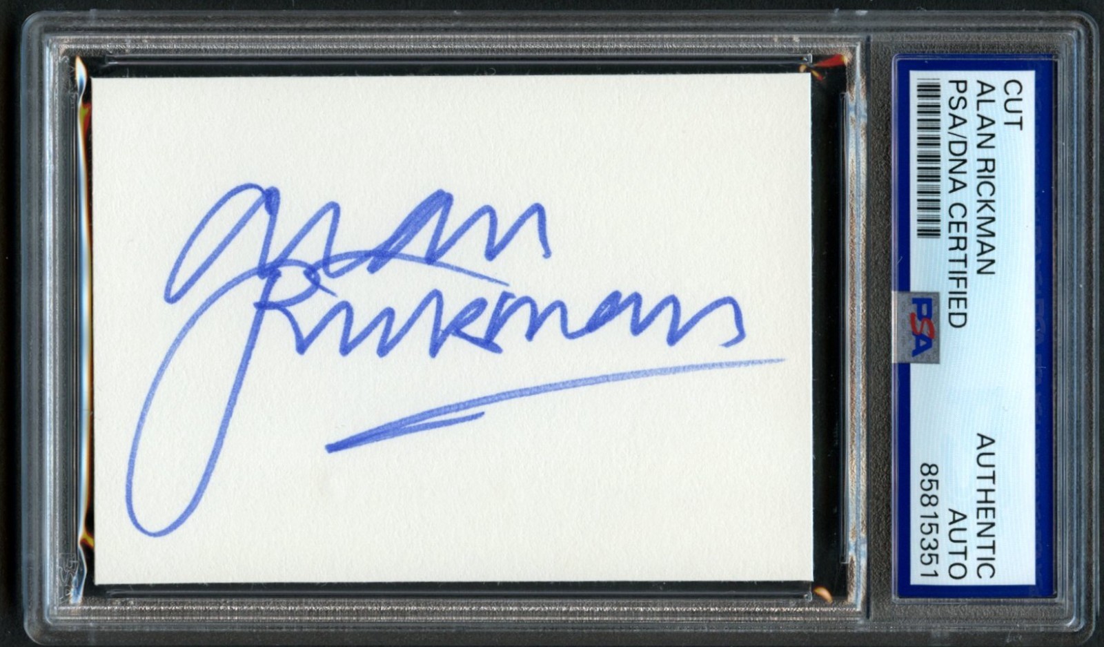 Alan Rickman d2016 signed auto 2.5x3.5 cut Severus Snape Harry Potter PSA Slab