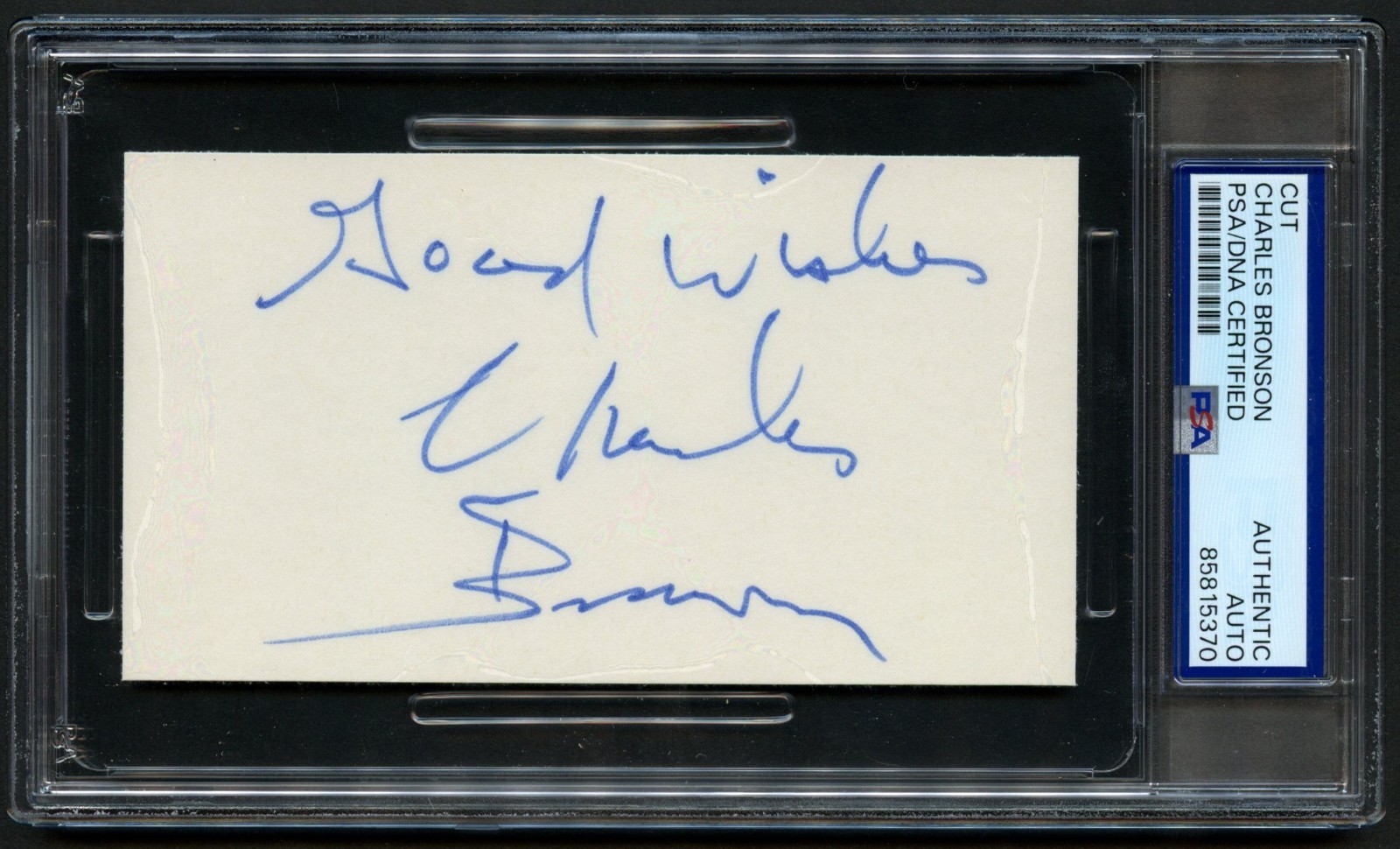 Charles Bronson signed autograph 3x5 cut Actor Death Wish PSA Slabbed