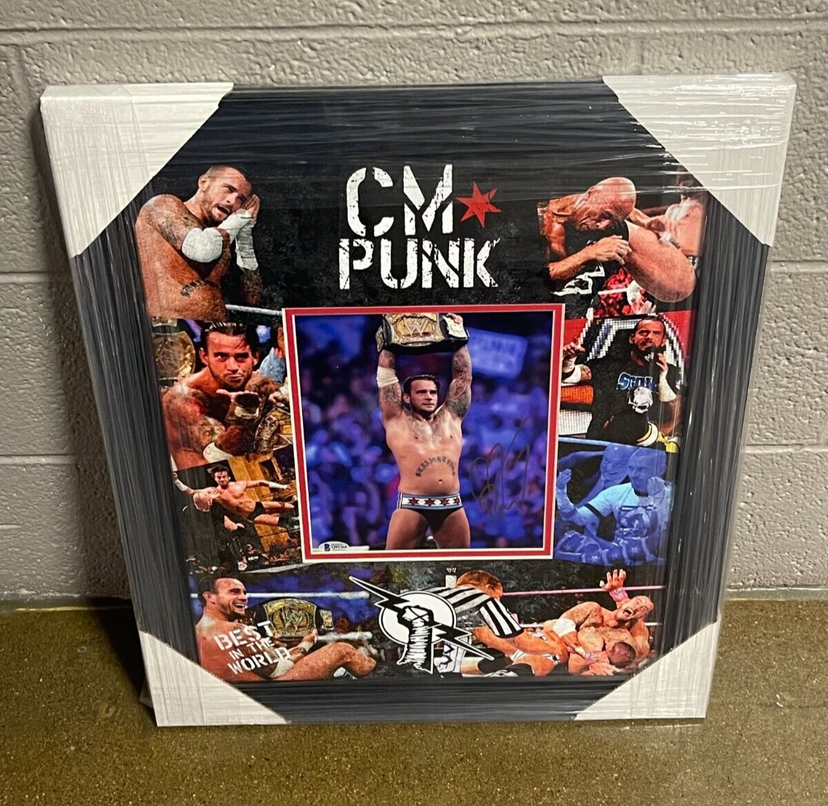 CM Punk Signed Framed & Matted WWE 8x10 Photo Collage Showcase #3 Beckett COA