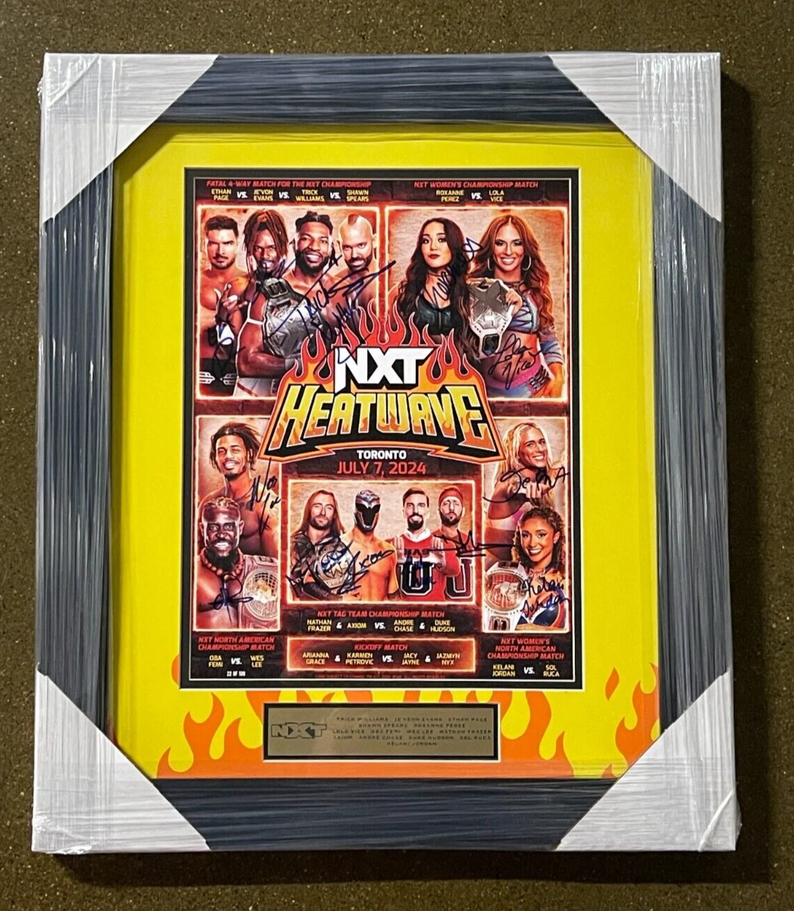 2024 WWE NXT Heatwave Multi Signed Framed Event Card 11x14 Photo JSA COA