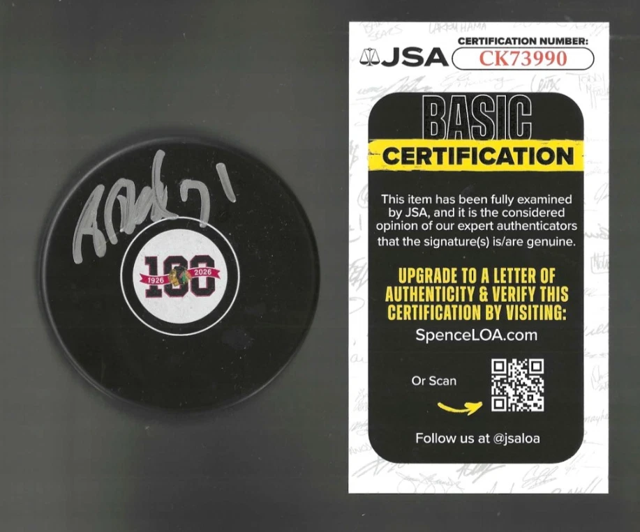 Brian Boucher Signed Chicago Blackhawks Centennial 100th Puck JSA COA