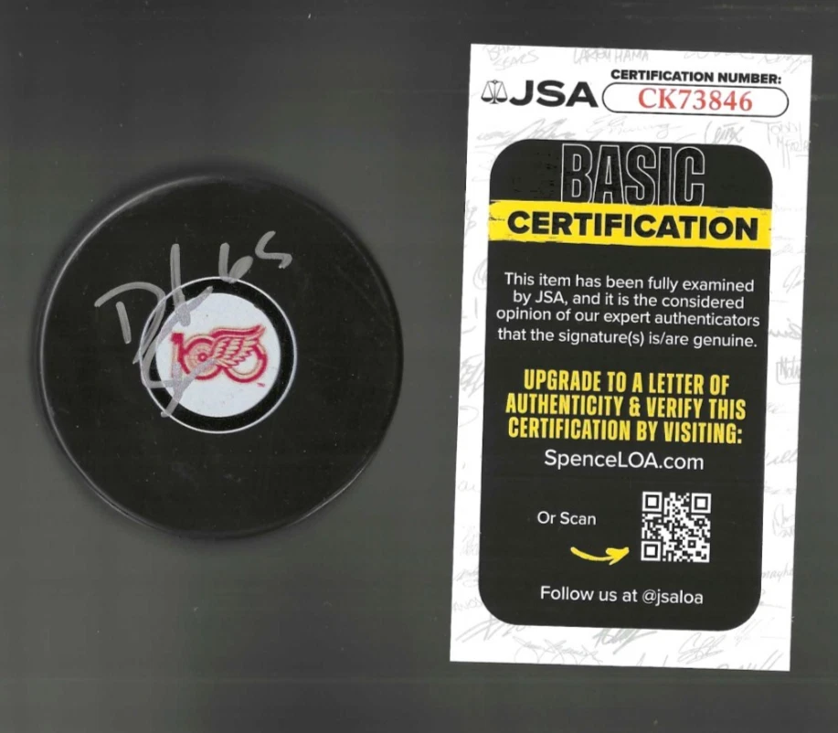 Dominik Shine Signed Detroit Red Wings Centennial 100th Puck JSA COA