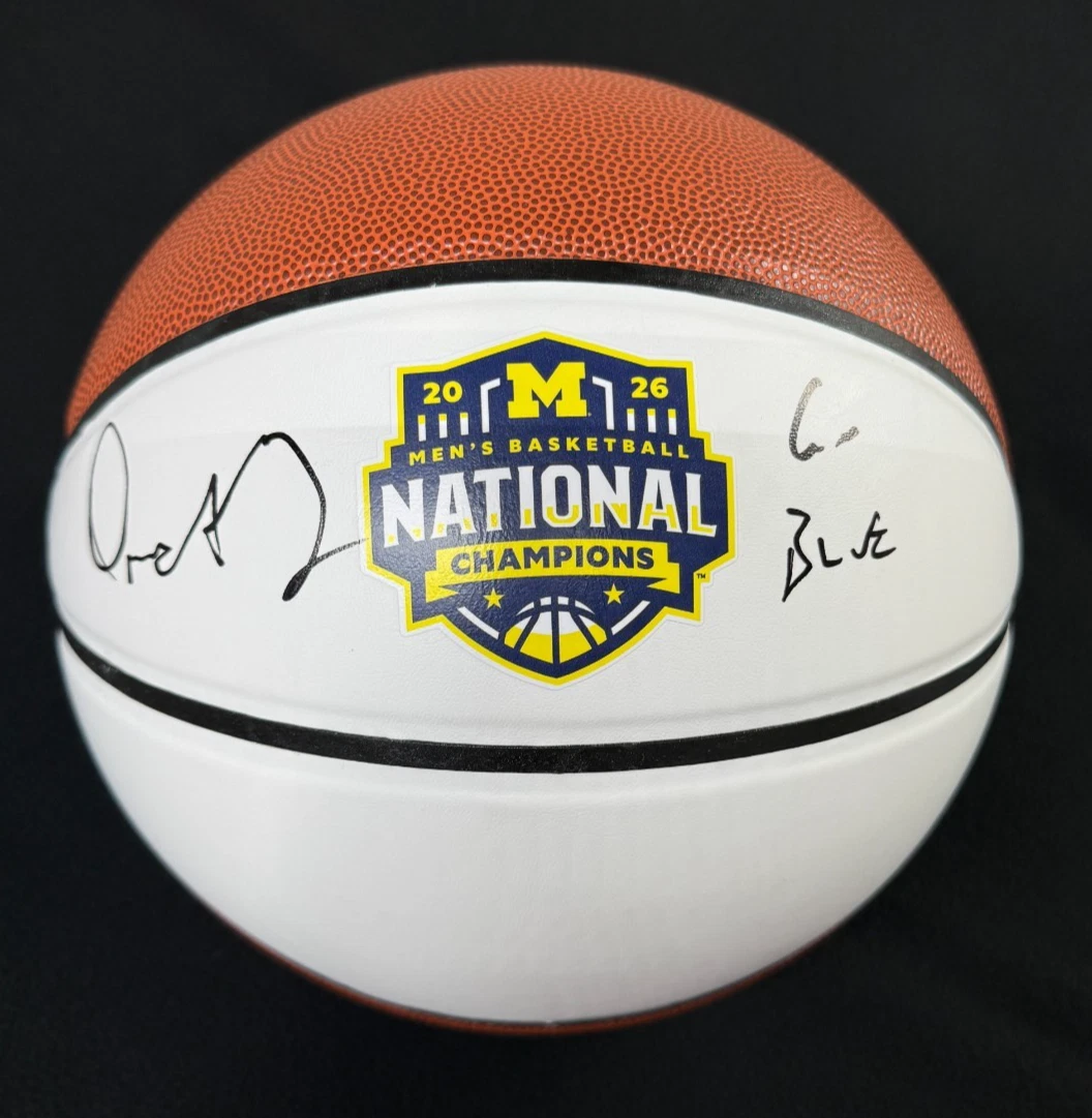 Dusty May Signed Inscribed Michigan Wolverines Natty Champion Basketball JSA COA
