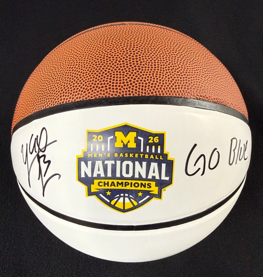 Yaxel Lendeborg Signed Inscribed Michigan Wolverines Natty Champs Basketball JSA