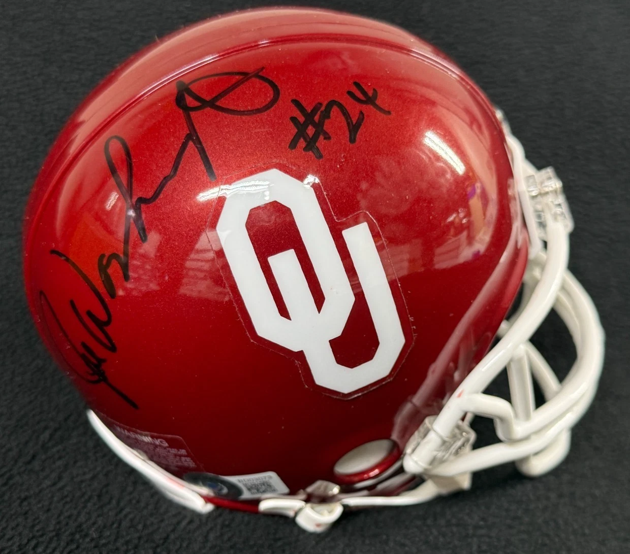 Joe Washington Signed Oklahoma Sooners Mini Helmet Beckett COA
