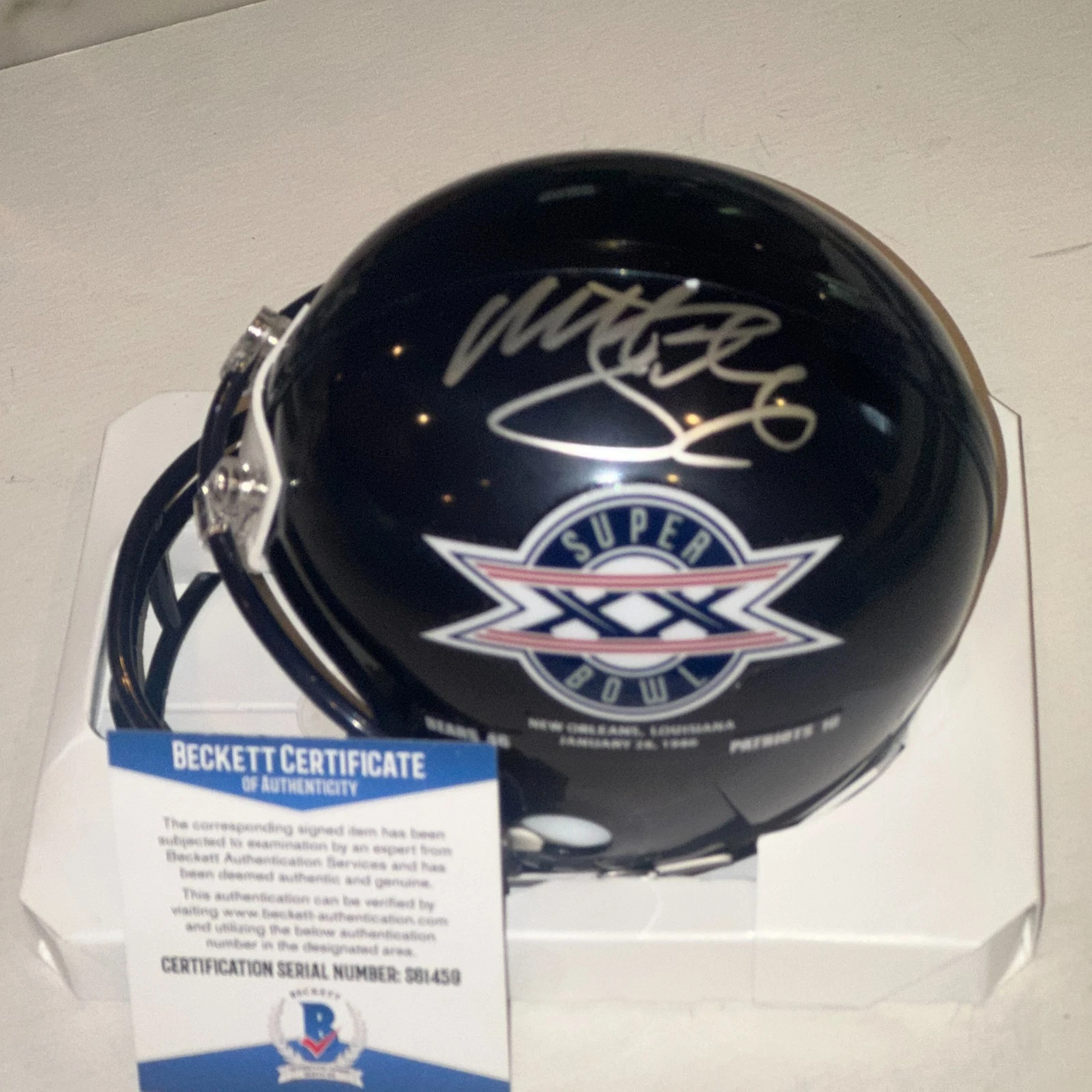 MATT SUHEY Signed BEARS SUPER BOWL CHAMPS Mini-helmet w/ Beckett Authenticated