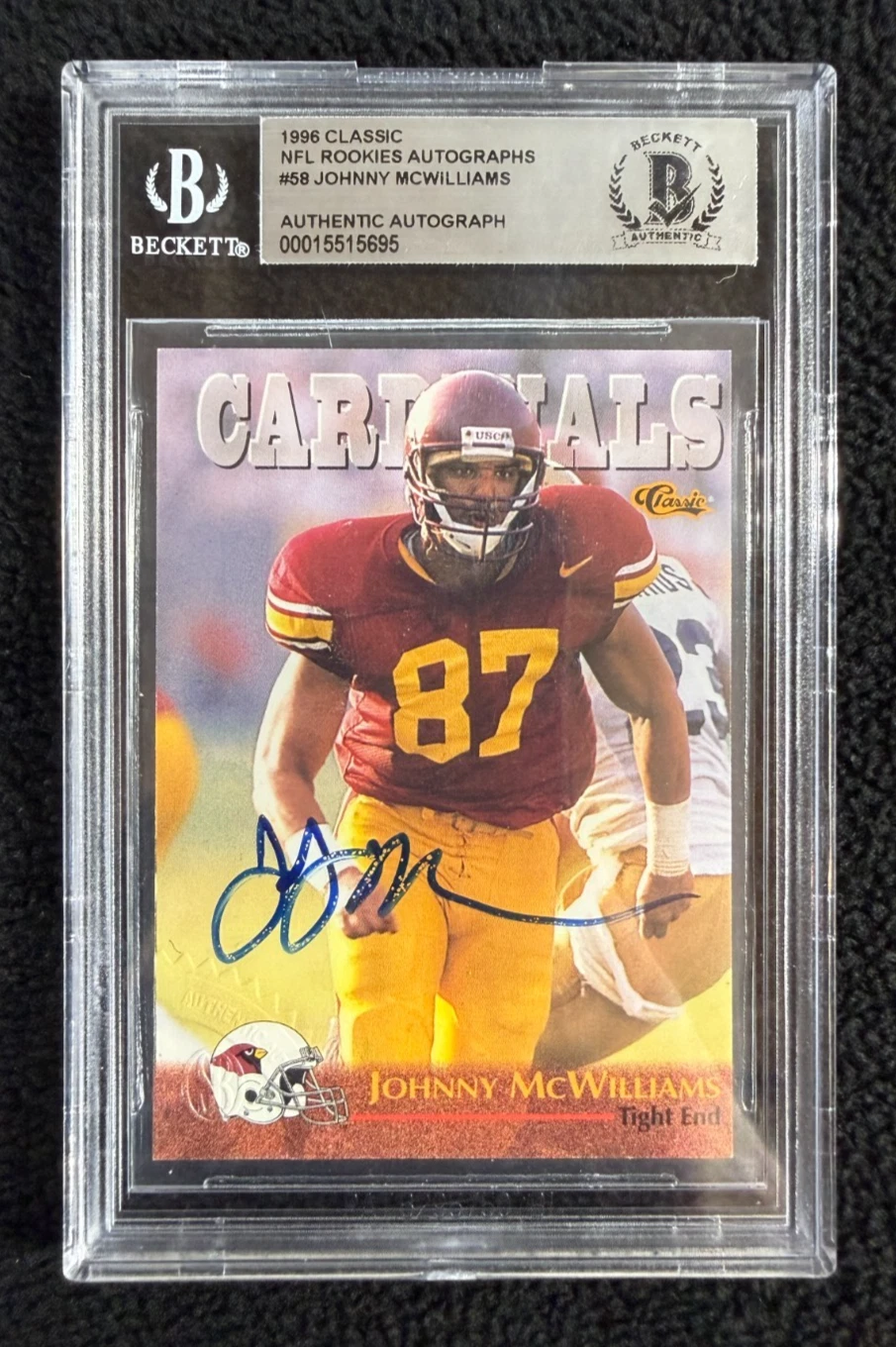 Johnny McWilliams Signed 1996 Classic NFL Rookies Card #58 BAS Certified