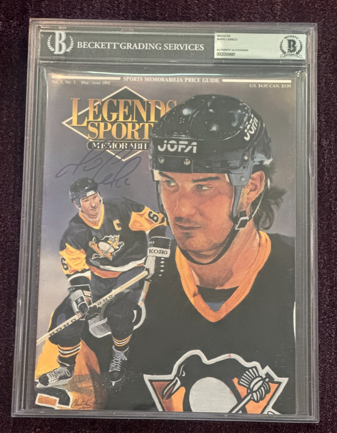 MARIO LEMIEUX Signed LEGENDS Magazine Beckett BAS & Encapsulated NO Label