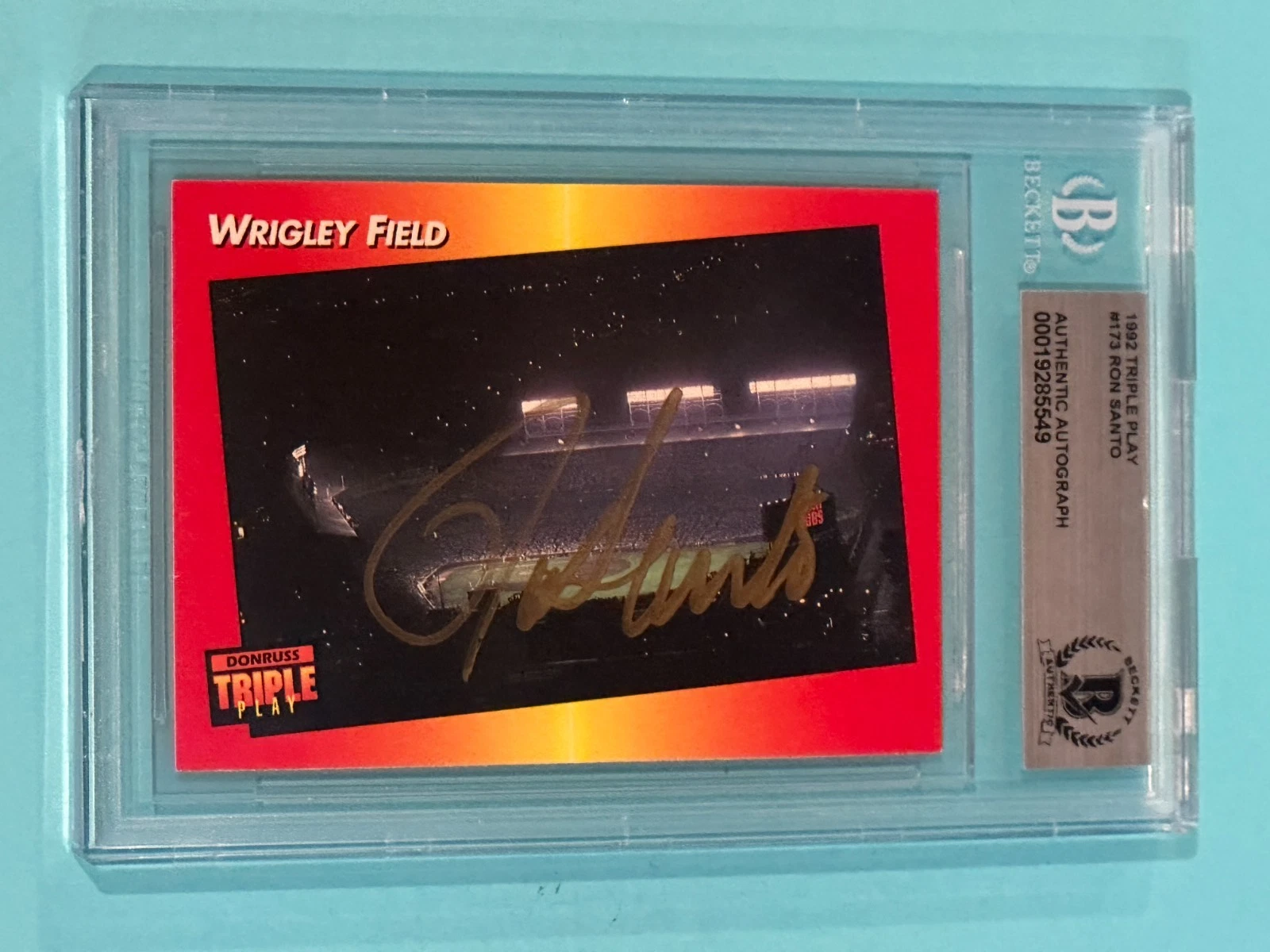 RON SANTO Signed 1992 TRIPLE PLAY Card #173 Beckett (BAS)