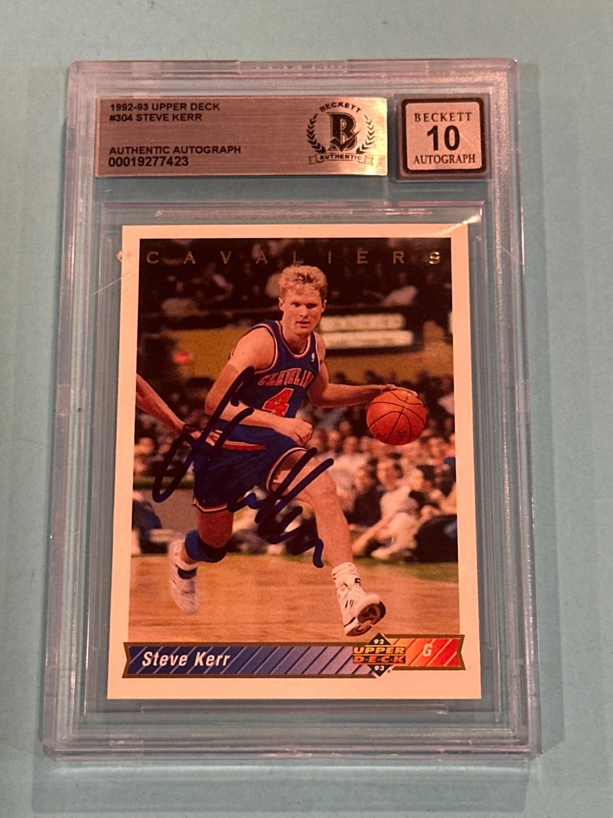 STEVE KERR Signed 1992-93 UPPER DECK Card #304 Beckett (BAS) AUTO 10