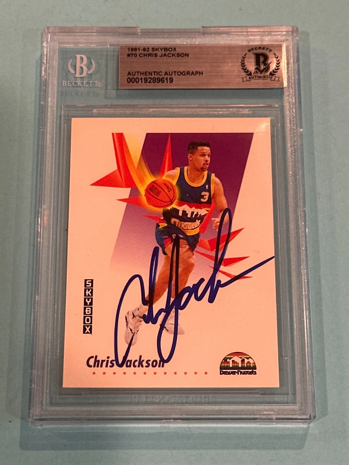 CHRIS JACKSON Signed 1991-92 SKYBOX Card #70 Beckett (BAS)