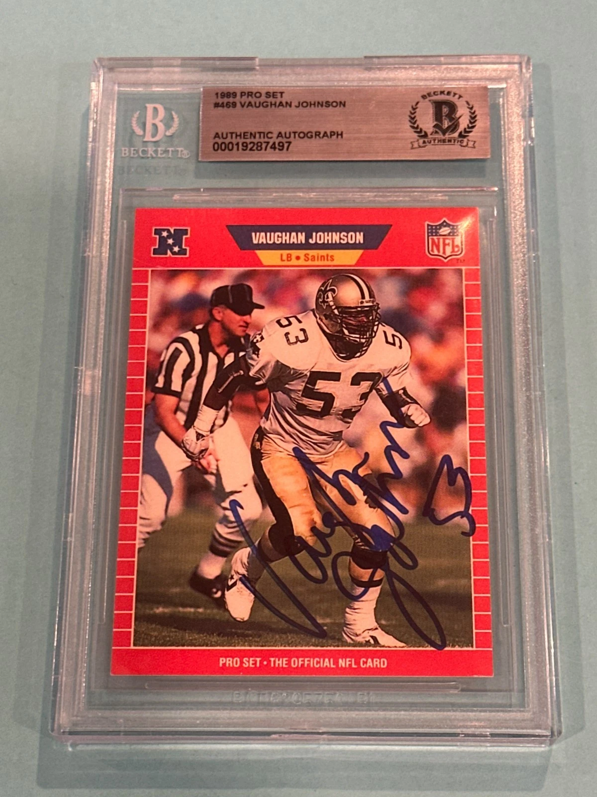 VAUGHAN JOHNSON Signed 1989 PRO SET Card #469 Beckett BAS