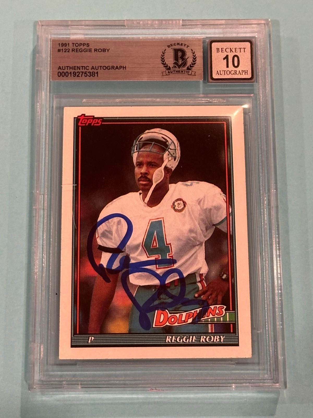 REGGIE ROBY Signed 1991 TOPPS Card #122 Beckett BAS AUTO 10