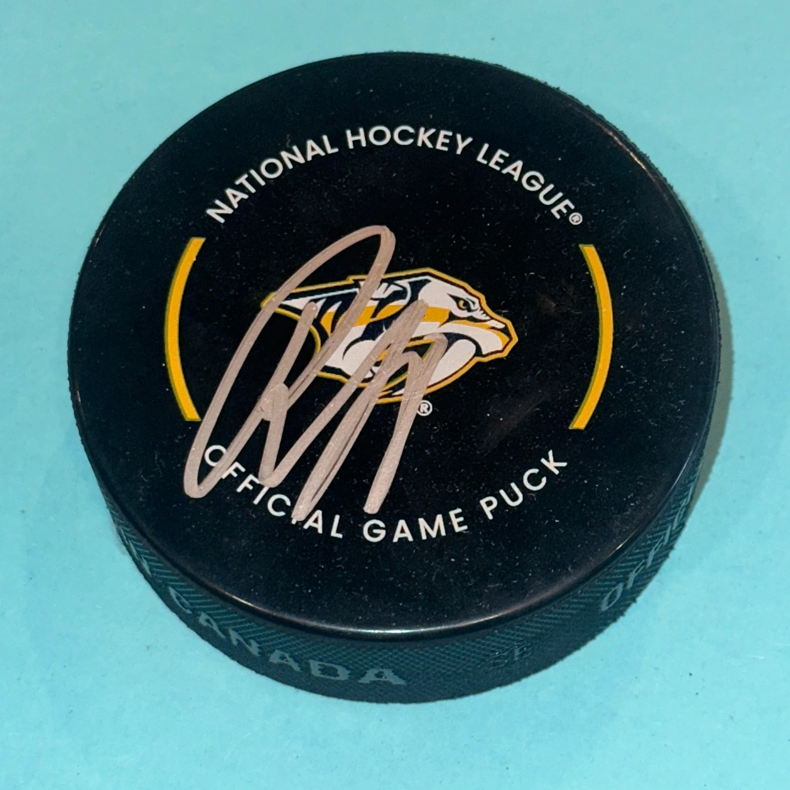 ROMAN JOSI Signed Nashville PREDATORS Official GAME Puck Beckett (BAS)
