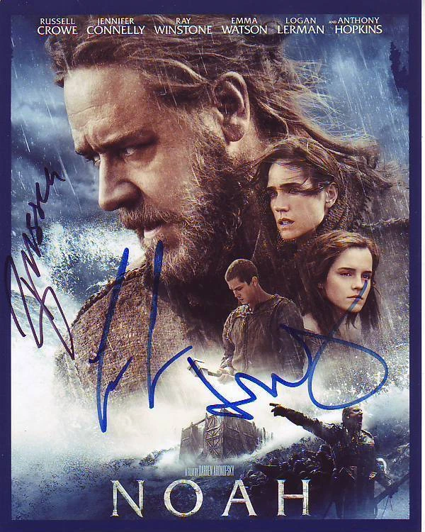 NOAH SIGNED CAST 8×10 PHOTO RUSSELL CROWE JENNIFER CONNELLY LOGAN LERMAN COLLECTIBLE MEMORABILIA