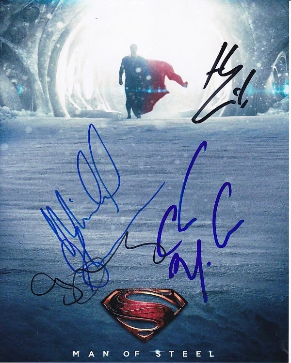 HENRY CAVILL AMY ADAMS MICHAEL SHANNON CHRIS MELONI SIGNED 8×10 SUPERMAN PHOTO COLLECTIBLE MEMORABILIA