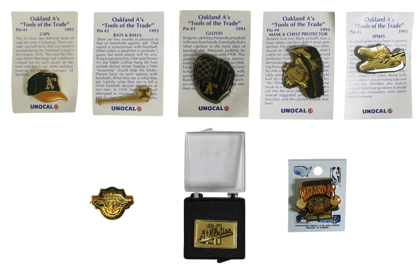 Athletics 1993 Season Collector Pin Set Un-signed 1