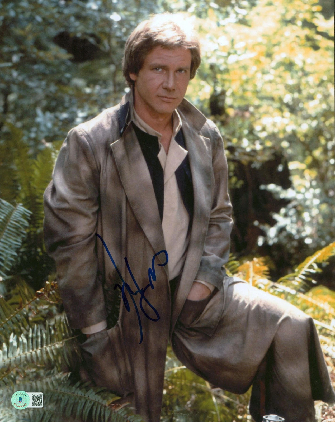 HARRISON FORD STAR WARS RETURN OF THE JEDI SIGNED 11×14 PHOTO BAS #AB12358 COLLECTIBLE MEMORABILIA
