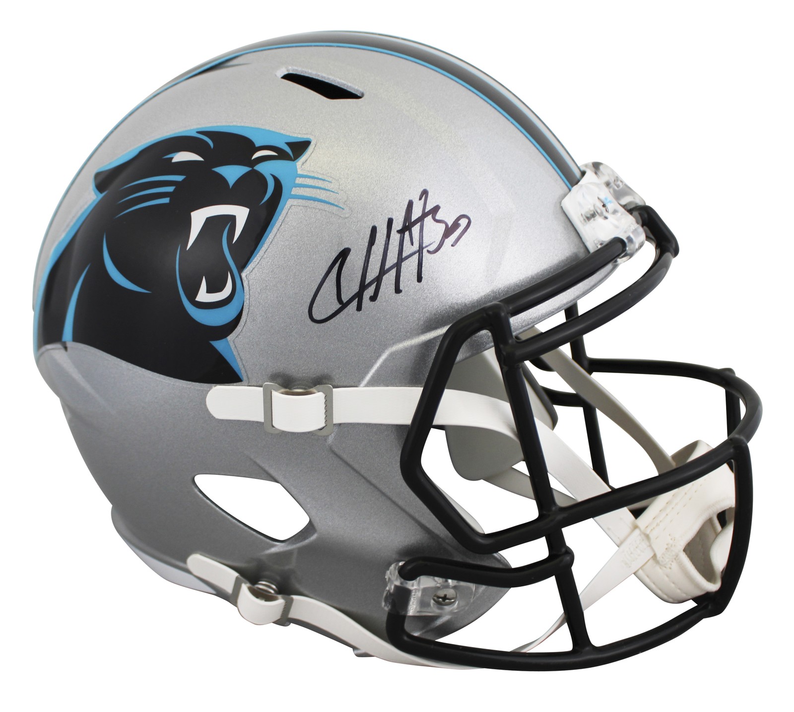 Panthers Chuba Hubbard Authentic Signed Full Size Speed Rep Helmet BAS Witnessed