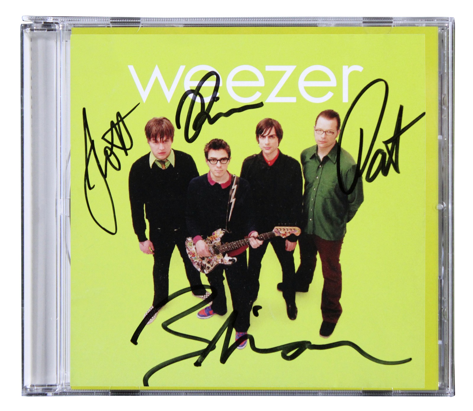 Weezer (4) Cuomo, Shriner, Bell & Wilson Signed Green Album Cd Insert JSA