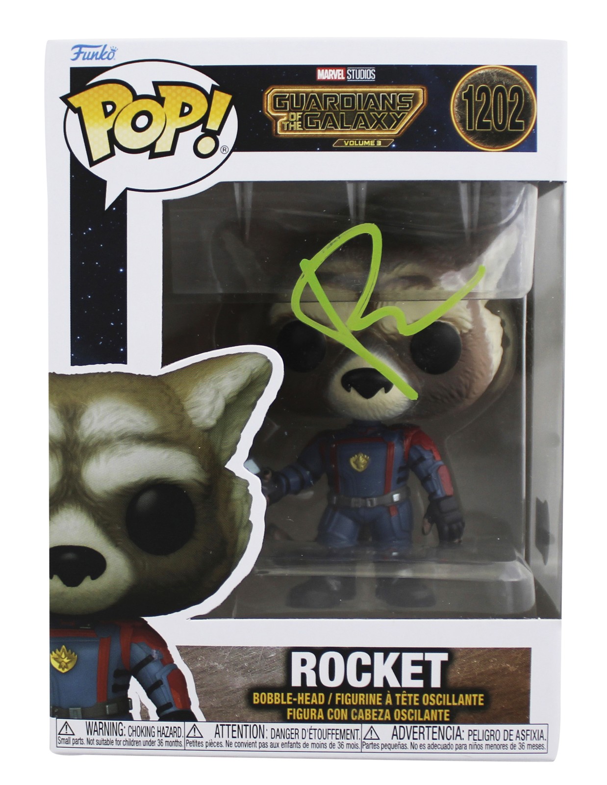 BRADLEY COOPER GUARDIANS OF THE GALAXY SIGNED #1202 FUNKO POP VINYL FIGURE BAS 1 COLLECTIBLE MEMORABILIA